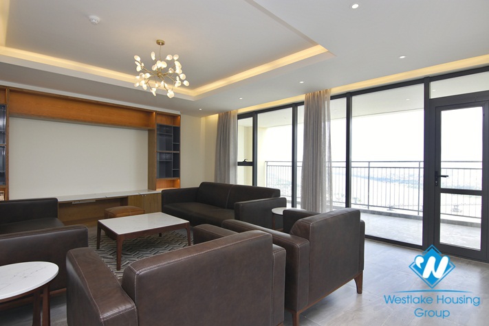 New, three bedroom apartment with view of Red River for rent at Mipec Riverside